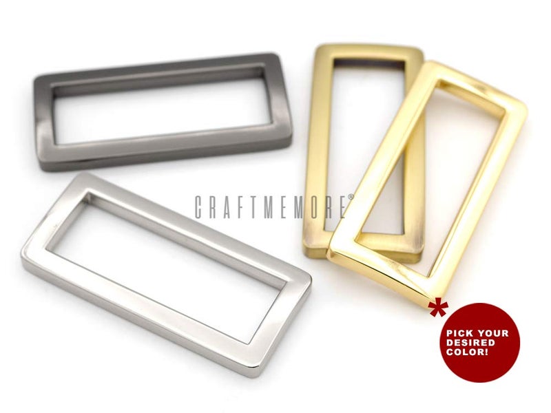CRAFTMEMORE حلقات مستطيلة معدنية مسطحة من CRAFTMEMORE مشبك لحزام الحقيبة وحزام عالي الجودة بحلقة عالية الجودة 6 عبوات VTLP (1 1/2 بوصة (38 مم) جونميتال) - Image 3